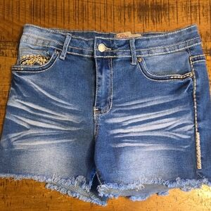 Stylish Blue Distressed Jean Shorts